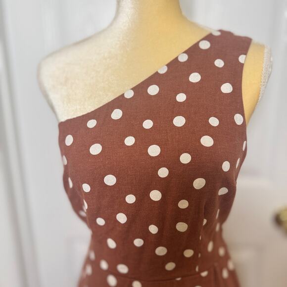 NWT Abercrombie & Fitch Linen Blend Polka Dot Mini Dress - M - Picture 2 of 8